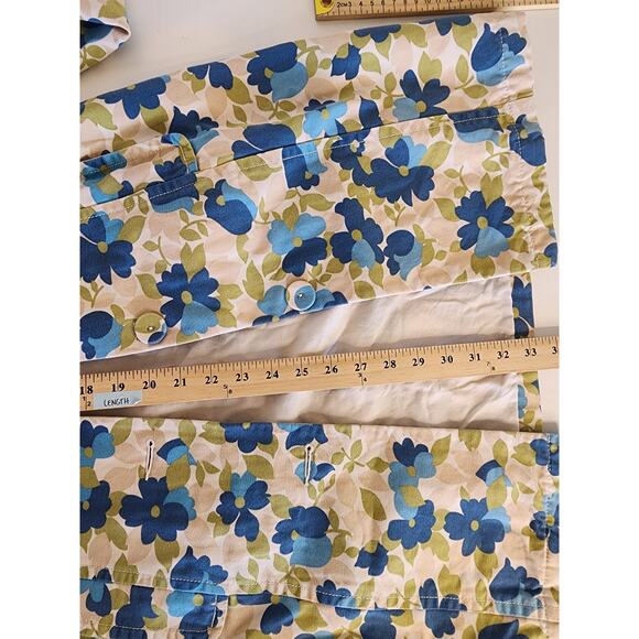 OLD NAVY Blue Green Floral Retro Vintage Button Up Jacket Coat SZ XS - Picture 6 of 6